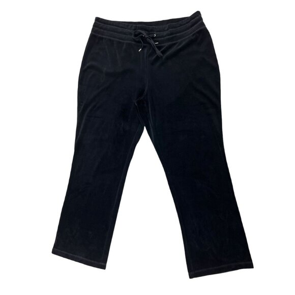 Jones New York Sport Black Pull On Velvet Comfy Lounge Pants Drawstring Size 1X - Picture 1 of 14